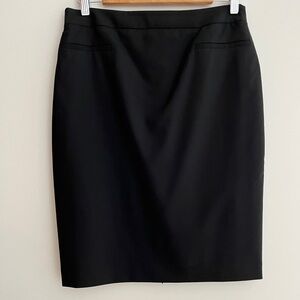 JAMES YUNKER Black Lightweight Wool All Season Pencil Skirt Classic Office Basic